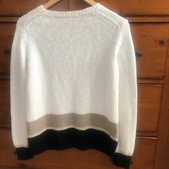 The White Company Colorblock Cotton Linen Blend Sweater size S - Picture 7 of 9